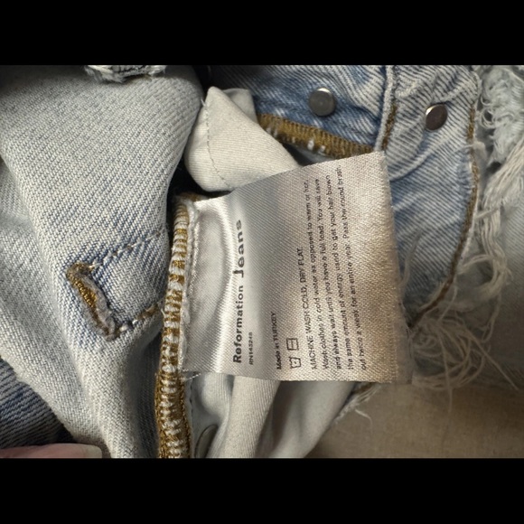 Reformation Jeans Womens 29 Blue Cynthia High Rise Relaxed Denim Distressed Rips - Picture 7 of 9